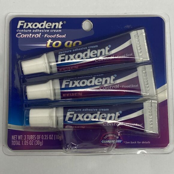 3 PACK Fixodent To Go Denture Adhesive Cream Control Food Seal - Picture 1 of 5